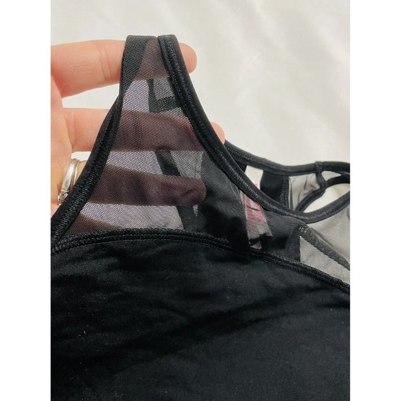 Victoria's Secret PINK Mesh Crop Sports Bra Tank Black And White Size Medium - Picture 4 of 7